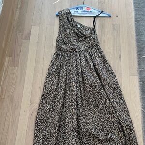 Matteau Black and Gold One Shoulder Dress